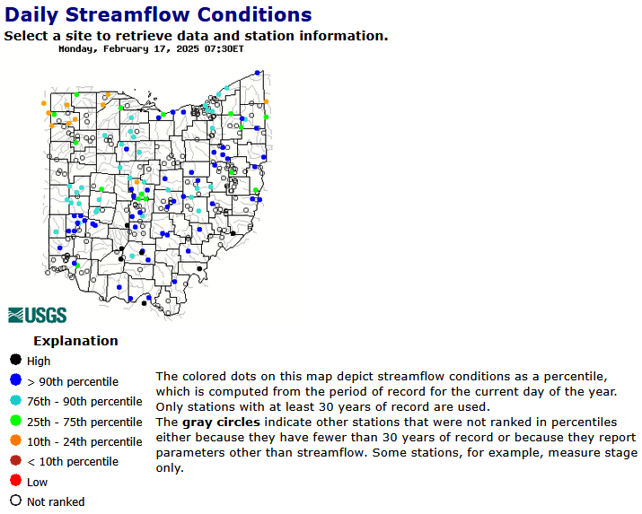 daily ohio stremflow map